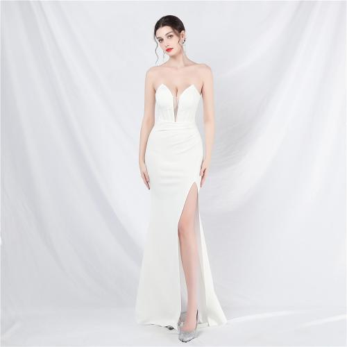 Spandex & Polyester Slim Long Evening Dress, side slit & backless & different size for choice & tube, more colors for choice,  PC