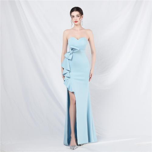 Polyester Slim Long Evening Dress, side slit & different size for choice & tube, more colors for choice,  PC