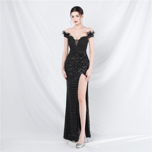 Spandex & Polyester Slim Long Evening Dress, side slit & different size for choice, more colors for choice,  PC