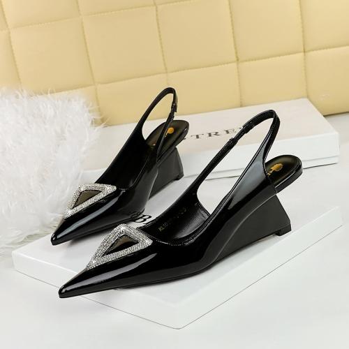 Patent Leather & PU Leather slipsole High-Heeled Shoes & anti-skidding & with rhinestone Solid Pair
