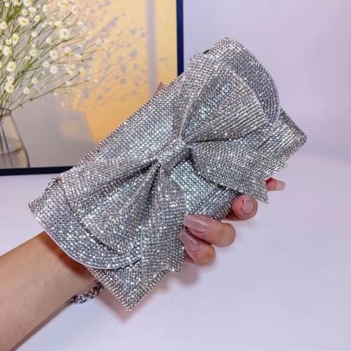 PU Leather Easy Matching Clutch Bag with rhinestone bowknot pattern PC