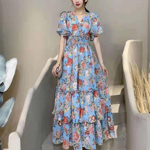 Polyester Waist-controlled One-piece Dress, slimming, printed, shivering, more colors for choice, :,  PC