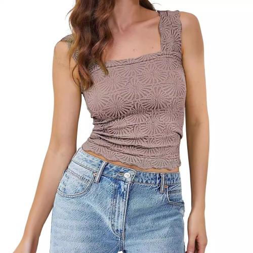 Polyester Slim Tank Top, different size for choice, jacquard, floral, more colors for choice,  PC