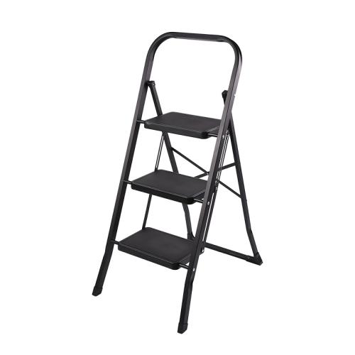 Iron Step Ladder durable & portable & thickening & anti-skidding Solid black PC