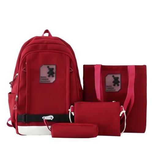 Polyester Concise Backpack large capacity & four piece Solid Set