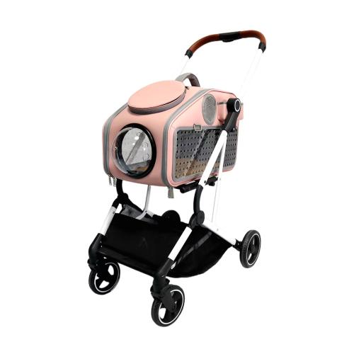 Carbon Steel foldable Pet stroller portable & hardwearing & breathable Solid PC