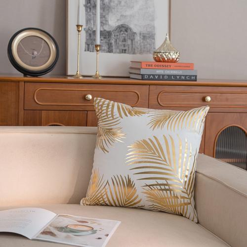 Plush Throw Pillow Covers, durable & without pillow inner, gold foil print, different color and pattern for choice,  PC