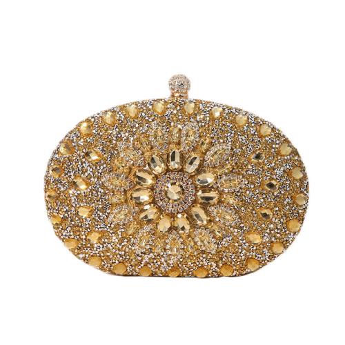 Zinc Alloy & Polyester Easy Matching Clutch Bag with rhinestone flower shape PC