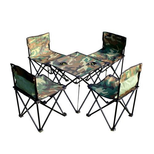 Iron & Oxford Outdoor Foldable Furniture Set durable & five piece green Set