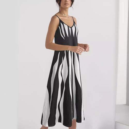 Polyester Slip Dress slimming printed striped PC