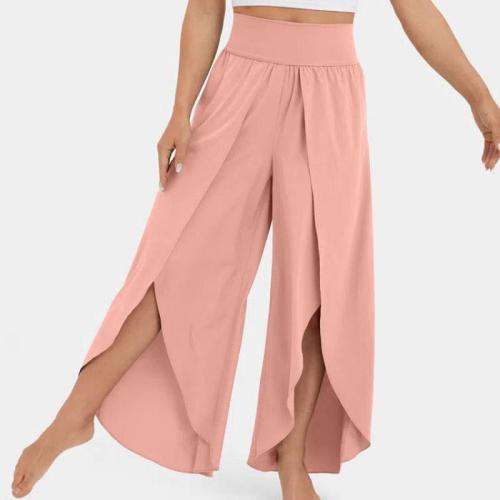 Polyester front slit Women Long Trousers, different size for choice & loose, patchwork, Solid, more colors for choice,  PC
