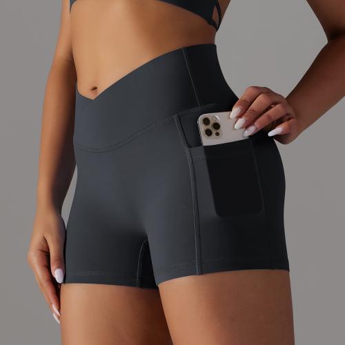 Polyamide & Spandex High Waist Shorts & with pocket Solid PC