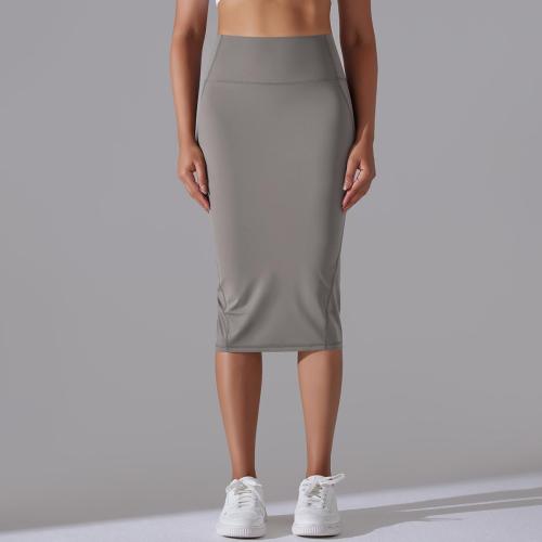 Polyamide & Spandex Maxi Skirt mid-long style & back split Solid PC