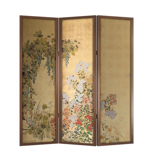 Pine & canvas foldable & Multifunction Floor Screen durable floral Lot