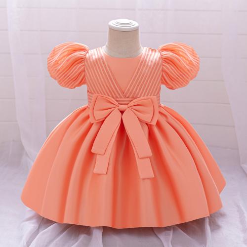 Polyester & Cotton Princess & Ball Gown Girl One-piece Dress patchwork striped PC