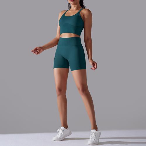 Polyamide & Spandex Women Sportswear Set & two piece Sport Bra & short Solid Set