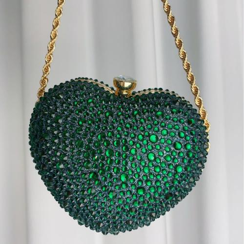 PVC & Polyester Easy Matching Clutch Bag, with rhinestone, heart pattern, more colors for choice,  PC