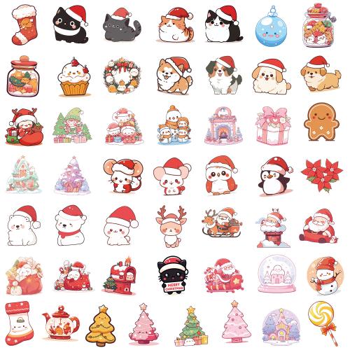 Pressure-Sensitive Adhesive & PVC Decorative Sticker for home decoration & durable & christmas design & waterproof mixed pattern mixed colors Bag