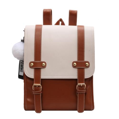 PU Leather Easy Matching Backpack large capacity & with fur ball PC