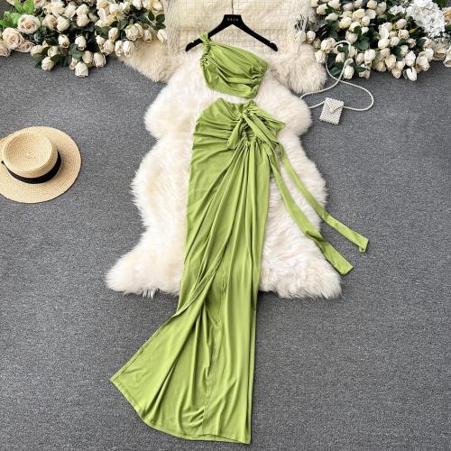 Polyester Slim Two-Piece Dress Set, different size for choice & two piece, more colors for choice,  Set