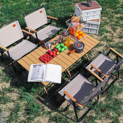 Beukenhout & Staal & Oxford Outdoor opvouwbare meubels set stuk