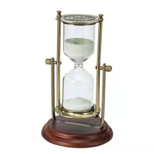 Metal & Glass & Solid Wood Hourglass Timer PC