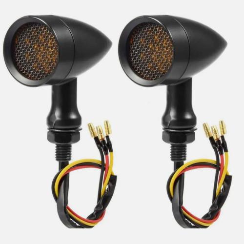 Aluminium Alloy Motorcycle Turn Signal Lamp two piece black Set