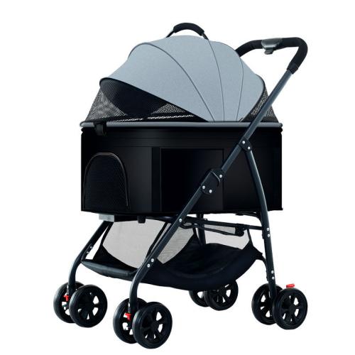 Cloth & Metal foldable Pet stroller detachable & breathable printed PC