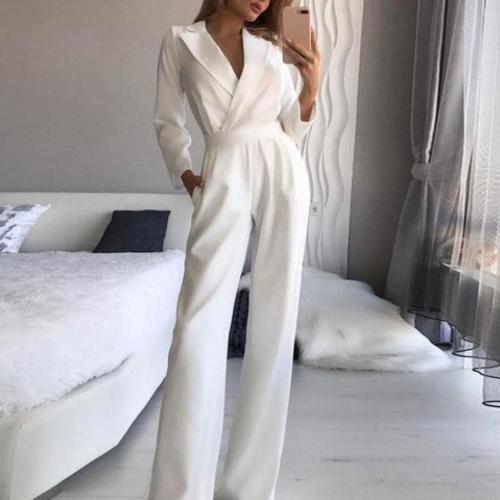 Polyester Middle Waist Long Jumpsuit Solid PC
