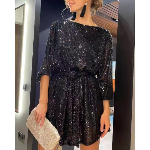 Polyester Short Evening Dress Sequin Solid PC