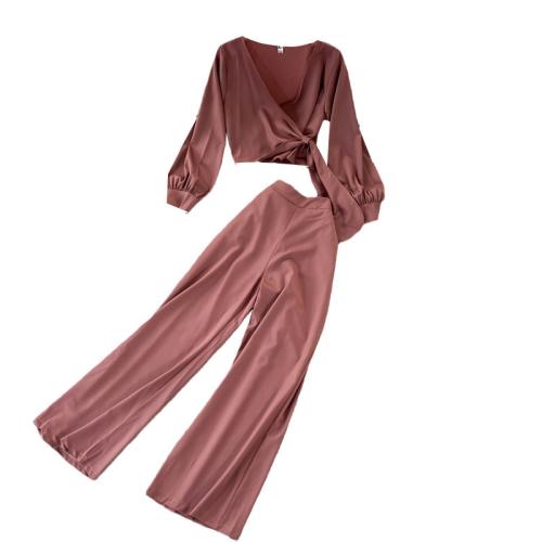Gemengde stof Vrouwen Casual Set Lange broek & Boven Solide meer kleuren naar keuze : Instellen