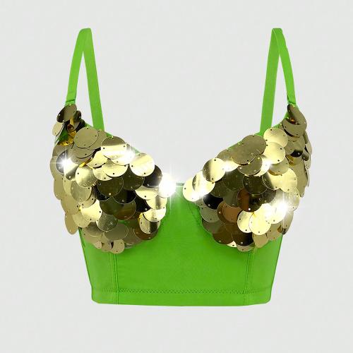 Polyester Slim Camisole midriff-baring green PC