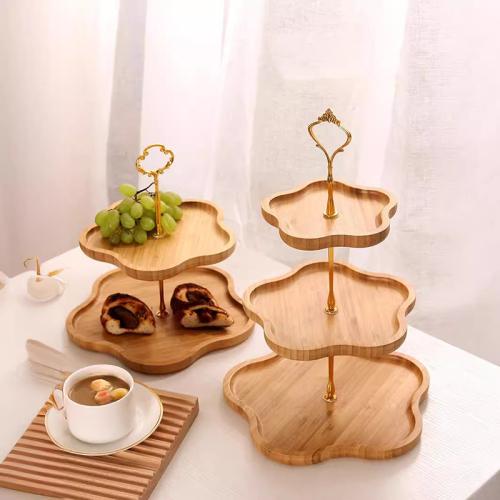 Bamboo Multilayer Snack Tray Solid khaki PC