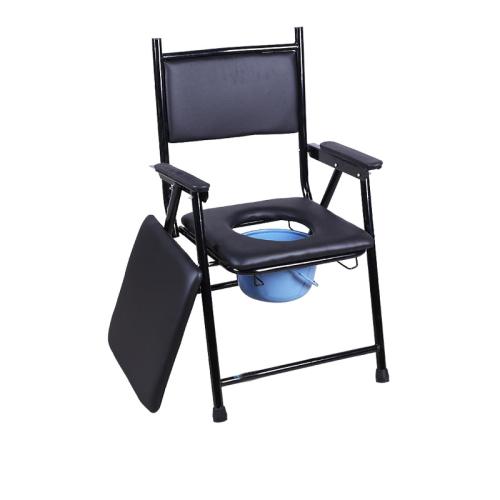 Steel Tube foldable Commode Chair anti-skidding black PC