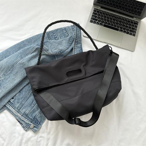 Oxford Shoulder Bag large capacity & soft surface & attached with hanging strap Solid black PC