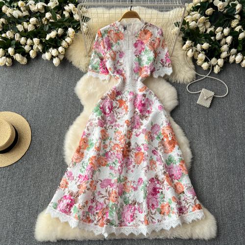 Polyester lace & long style One-piece Dress, different size for choice & loose, printed, different color and pattern for choice, more colors for choice,  PC