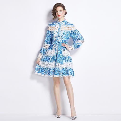 Polyester Waist-controlled & Soft One-piece Dress printed PC