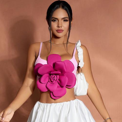 Polyester Slim Camisole midriff-baring floral pink PC