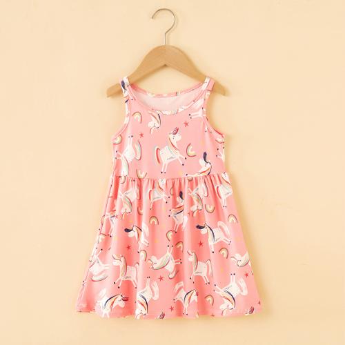 Milk Fiber Girl One-piece Dress, different size for choice & breathable, printed, different color and pattern for choice,  PC