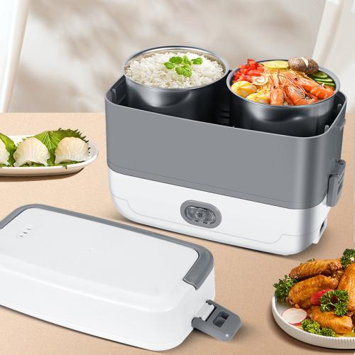 304 Stainless Steel & Engineering Plastics heat preservation Electric Heating Lunch Box durable & portable Solid white PC