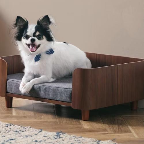 Cloth & Wooden Pet Bed gray PC