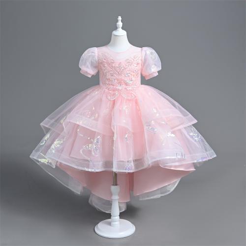 Polyester Princess & Ball Gown Girl One-piece Dress & short front long back patchwork PC