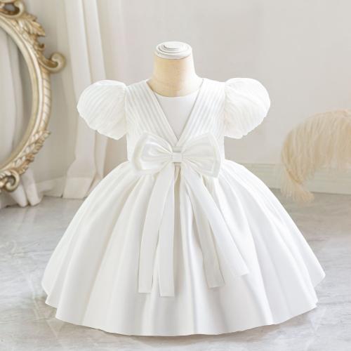 Acetate Princess & Ball Gown Girl One-piece Dress patchwork Solid PC
