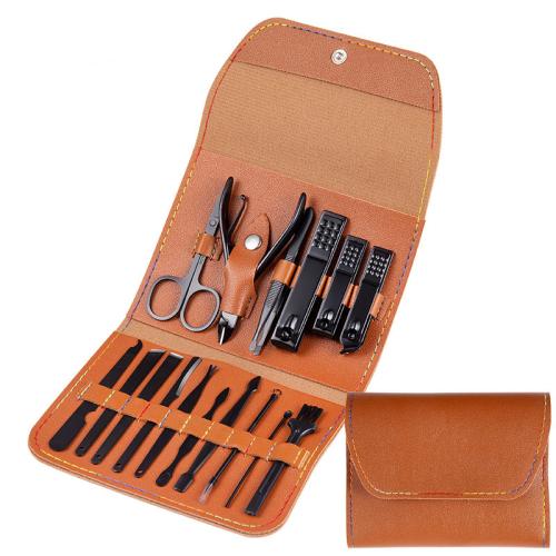 Stainless Steel & PU Leather Nail Art Tool set portable Set