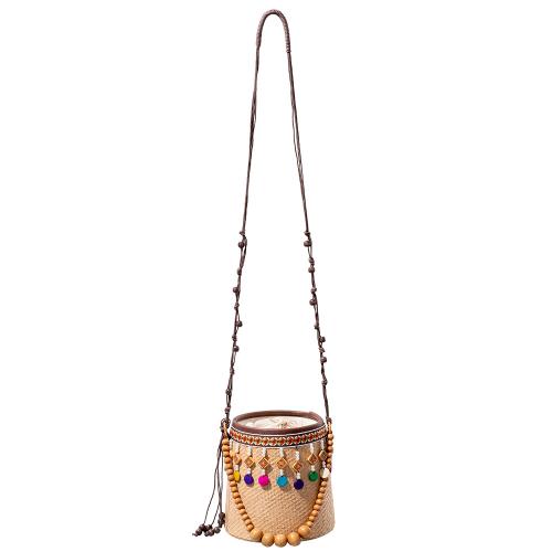 Rafidah Grass Easy Matching & Bucket Bag & Weave Crossbody Bag khaki PC