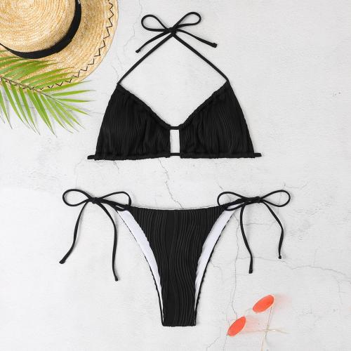 Polyester Bikini backless & two piece & padded Set