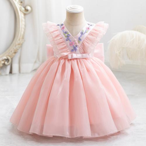 Gauze & Polyester Princess & Ball Gown Girl One-piece Dress Solid PC