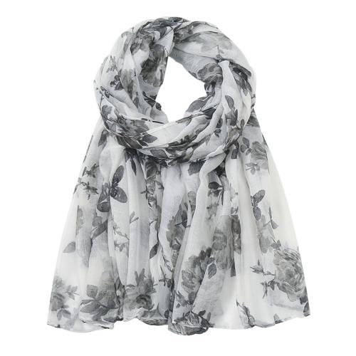 Voile Multifunction Women Scarf thermal printed floral PC