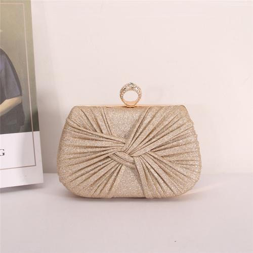 Polyester hard-surface & Pleat & Easy Matching Clutch Bag with chain & with rhinestone Solid PC
