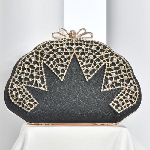 Polyester hard-surface & Easy Matching Clutch Bag with chain & with rhinestone Solid PC